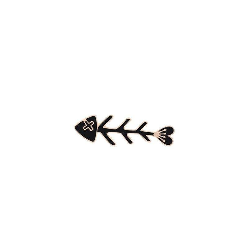 So Kawaii! Cartoon Enamel Cat Pins Apparel & Accessories KittyNook Black Fish Bone