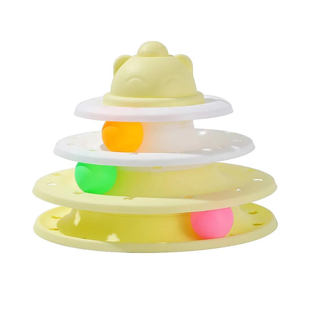 Triple Threat Tower Tracks Cat Toys KittyNook Cream