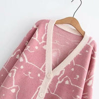 Thumbnail for Vintage V-Neck Cat Sweater Shirts & Tops KittyNook Cat Company