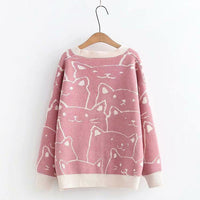 Thumbnail for Vintage V-Neck Cat Sweater Shirts & Tops KittyNook Cat Company