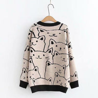 Thumbnail for Vintage V-Neck Cat Sweater Shirts & Tops KittyNook Cat Company