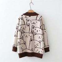 Thumbnail for Vintage V-Neck Cat Sweater Shirts & Tops KittyNook Cat Company