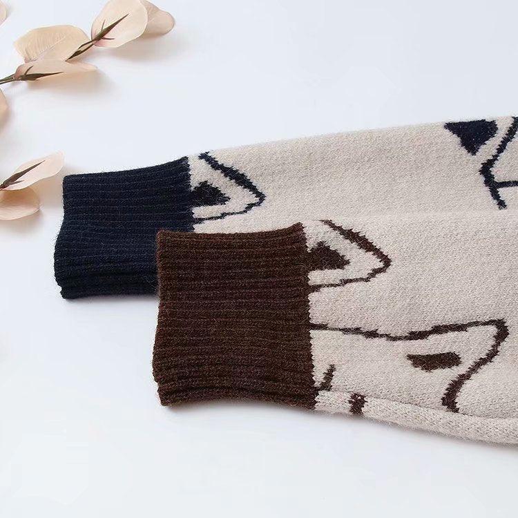 Vintage V-Neck Cat Sweater Shirts & Tops KittyNook Cat Company