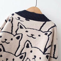 Thumbnail for Vintage V-Neck Cat Sweater Shirts & Tops KittyNook Cat Company