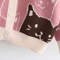 Thumbnail for Vintage V-Neck Cat Sweater Shirts & Tops KittyNook Cat Company
