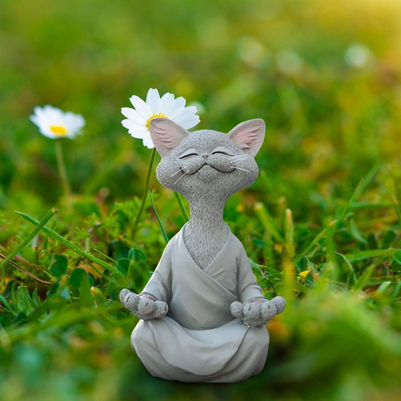 Whimsical Buddha Cat Figurine Sculptures & Statues KittyNook Cat Company