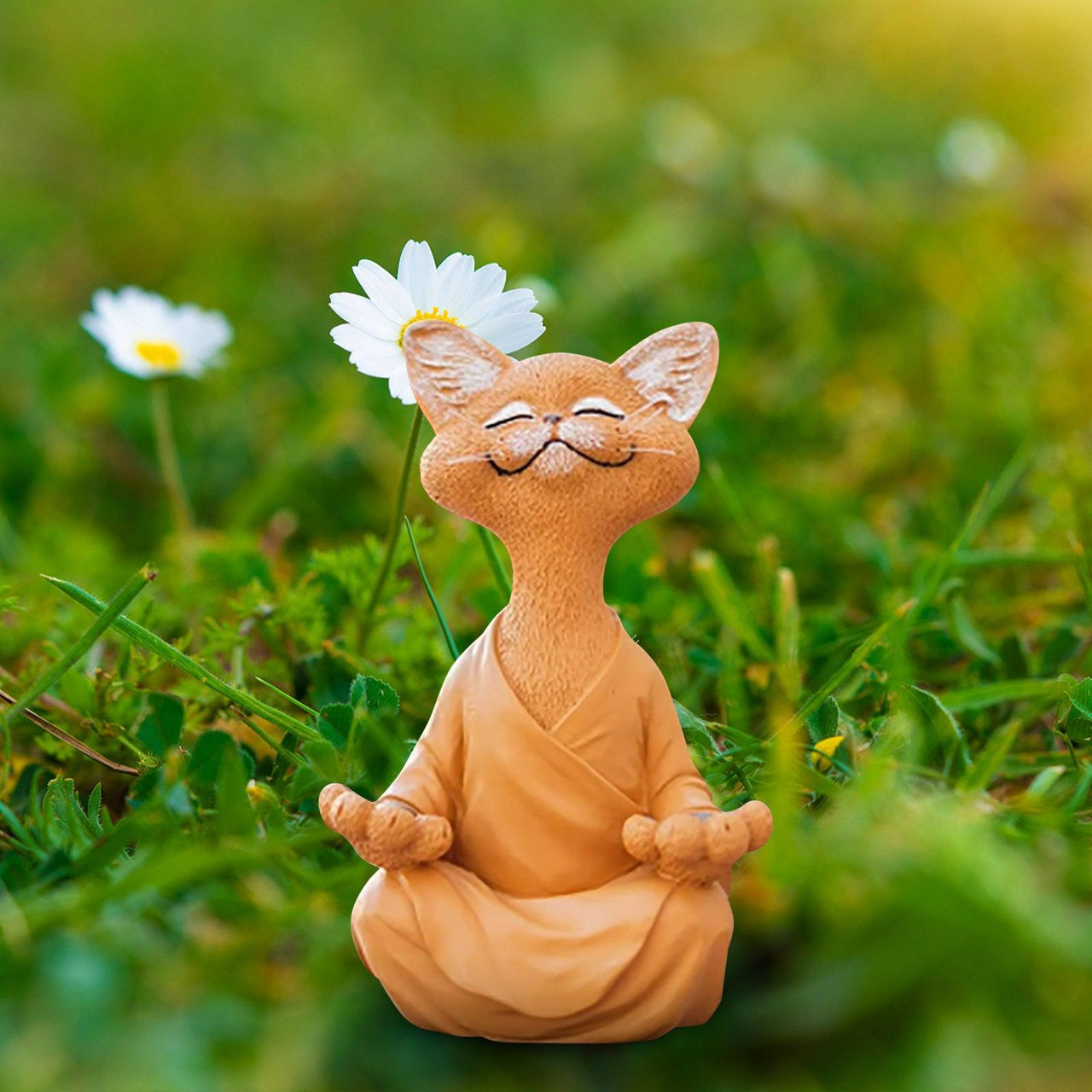 Whimsical Buddha Cat Figurine Sculptures & Statues KittyNook Cat Company