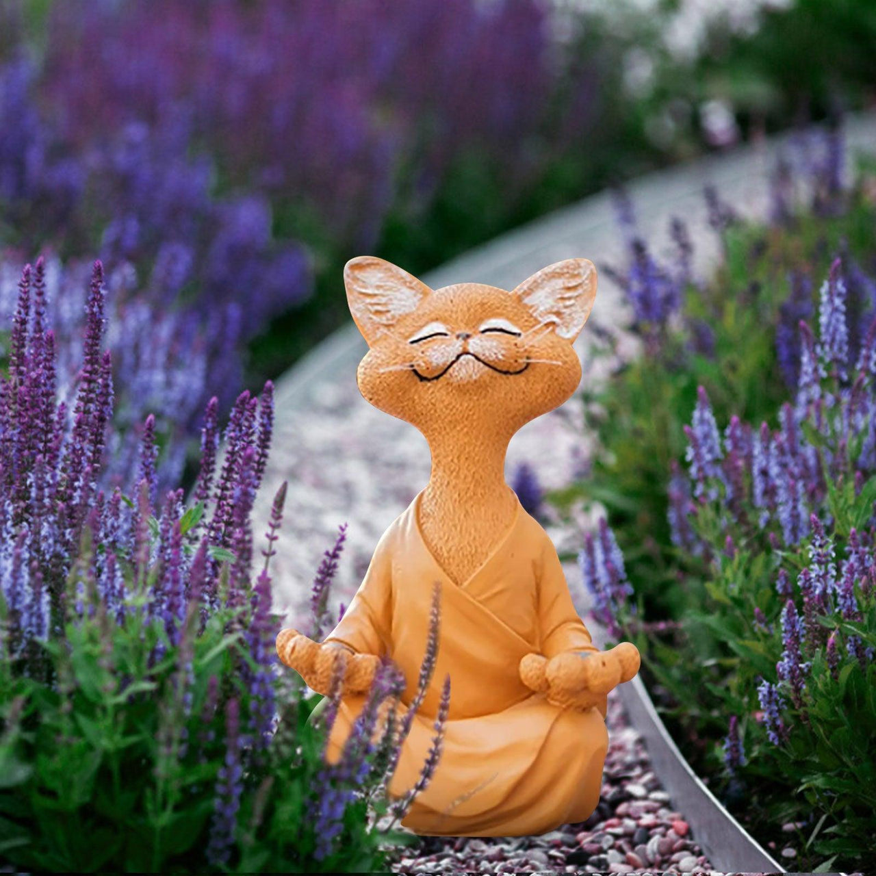 Whimsical Buddha Cat Figurine Sculptures & Statues KittyNook Cat Company