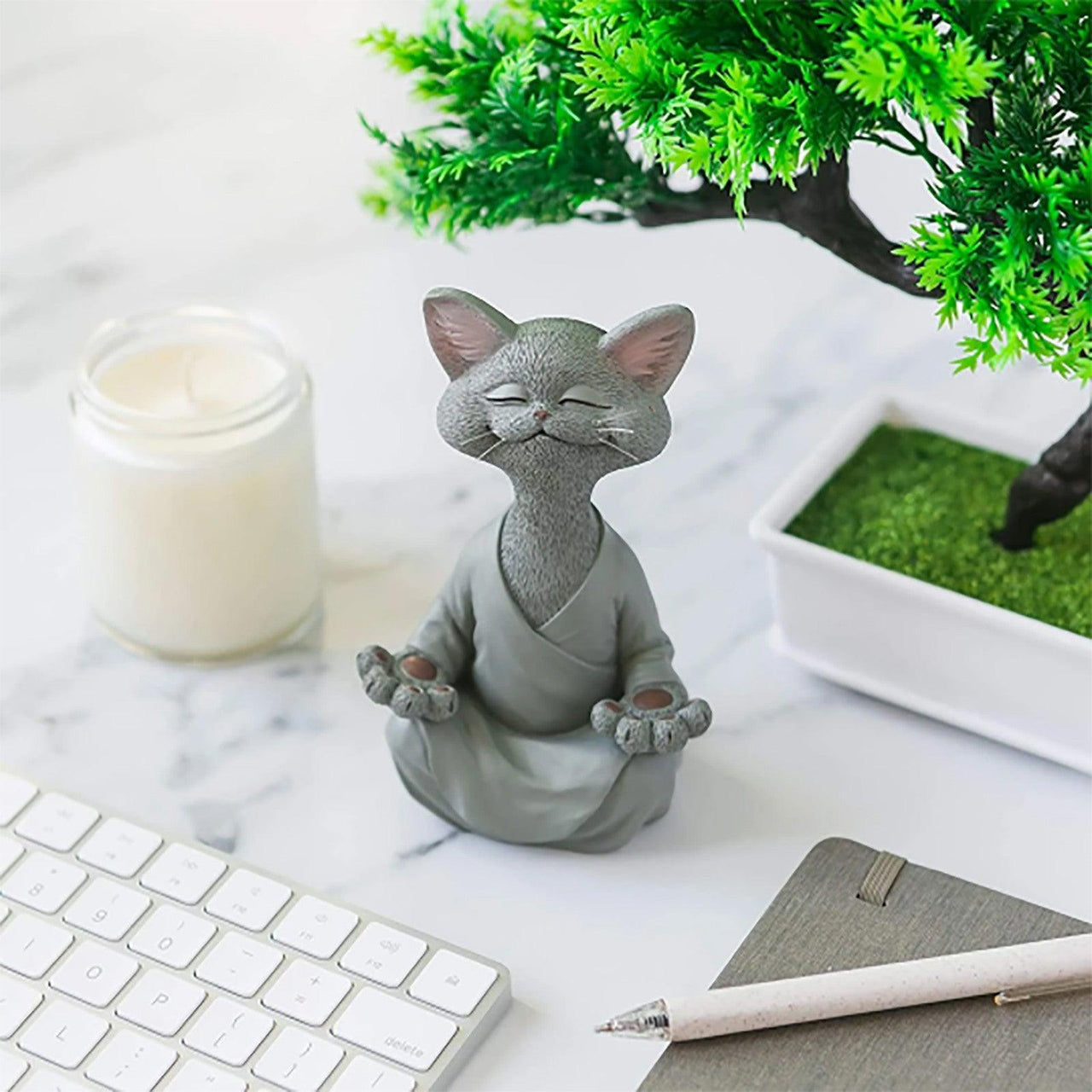 Whimsical Buddha Cat Figurine Sculptures & Statues KittyNook Cat Company