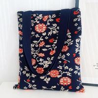 Thumbnail for Whiskers n' Yarn Knit Tote Bag Shopping Totes KittyNook Cat Company Blue and Red Creeping Vine