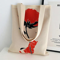 Thumbnail for Whiskers n' Yarn Knit Tote Bag Shopping Totes KittyNook Cat Company Kitten Holding a Rose in Red and White