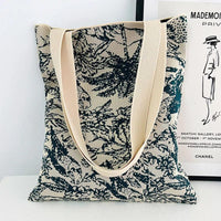 Thumbnail for Whiskers n' Yarn Knit Tote Bag Shopping Totes KittyNook Cat Company Tropical Scene Blue and White