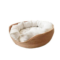 Thumbnail for Woven Bamboo Cat Bed Cat Beds KittyNook Cat Company Bamboo Bed with Two Cushions Small (12