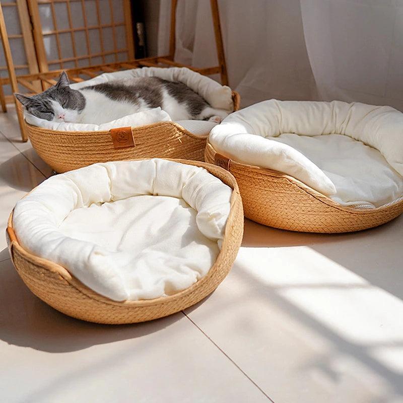 Woven Bamboo Cat Bed Cat Beds KittyNook Cat Company
