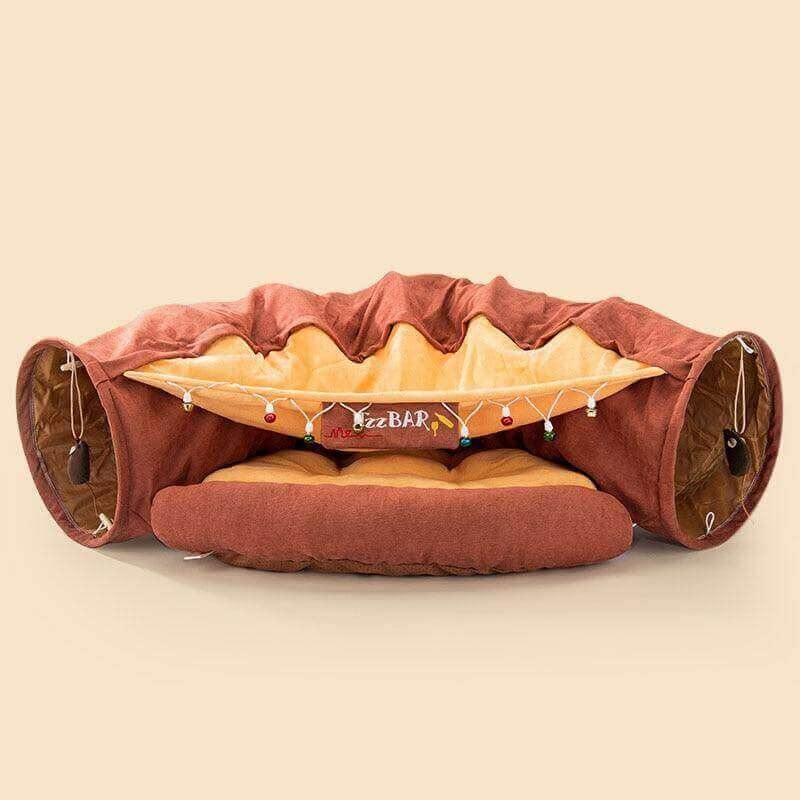 Zoom-Cat! Interactive Tunnel Bed Cat Toys KittyNook Brown Zoom-Cat!