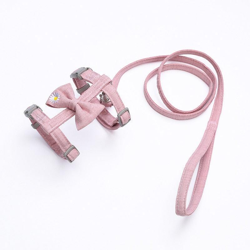 Big Bow Adjustable Cat Harness Pet Collars & Harnesses KittyNook Cat Company Daisy Pink Small