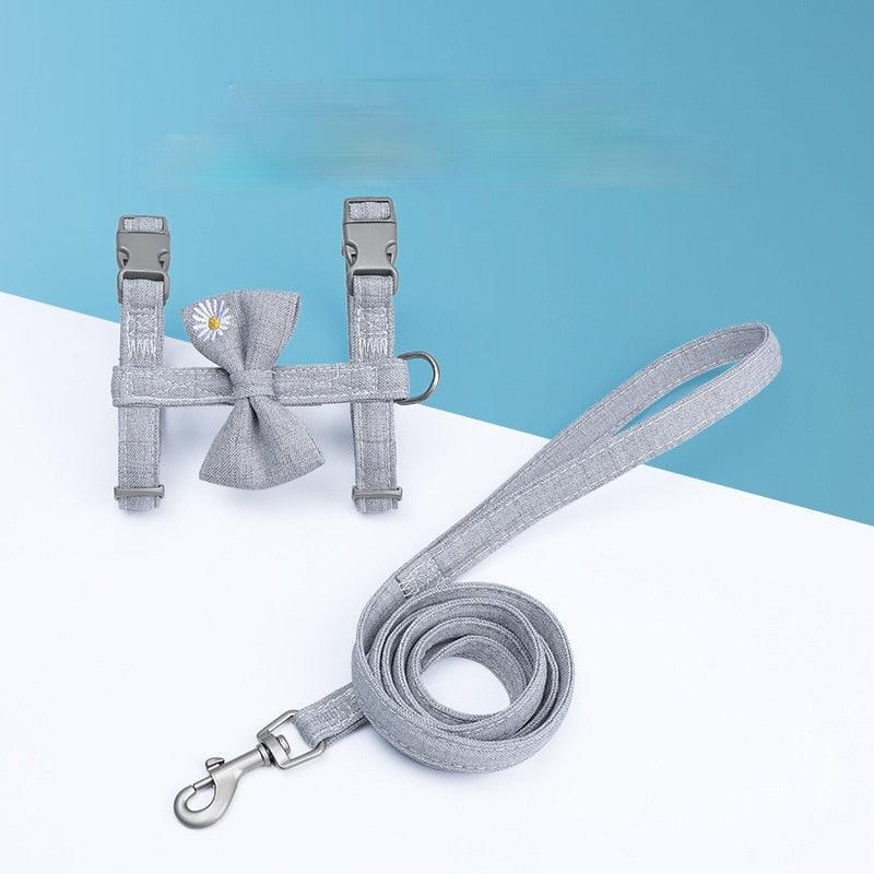 Big Bow Adjustable Cat Harness Pet Collars & Harnesses KittyNook Cat Company Daisy Gray Small