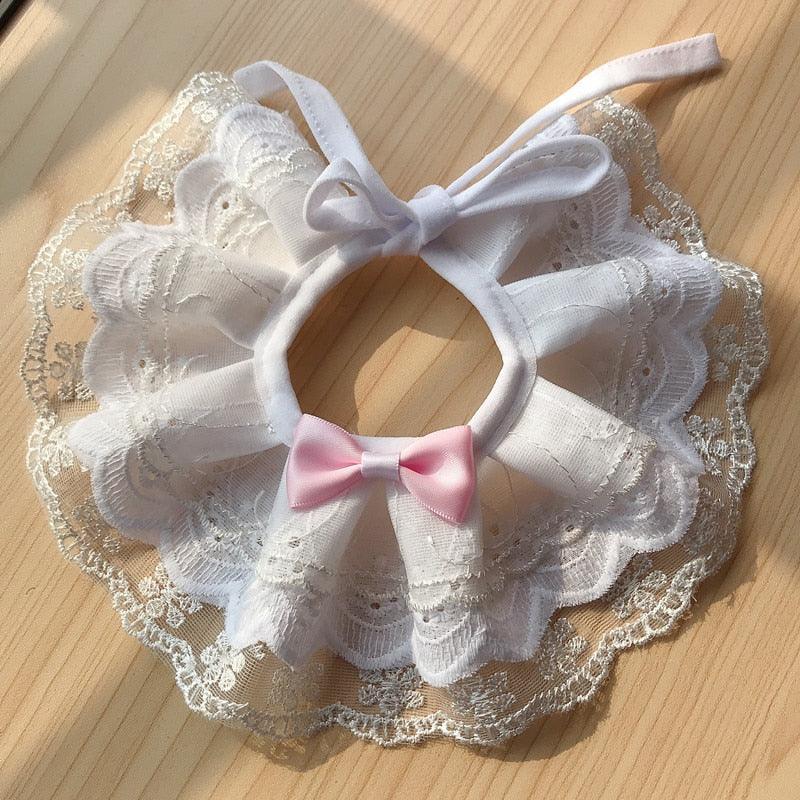 Little Miss Dainty Lace Cat Collar Pet Collars & Harnesses KittyNook Cat Company White XS