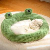 Thumbnail for A Sleeping White cat on the Hoppin Haven Cool Cat Bed in Nest variant