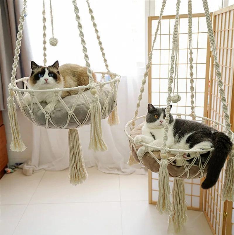 KittyKnot Cozy Macrame Cat Hammock Bed - KittyNook Cat Company