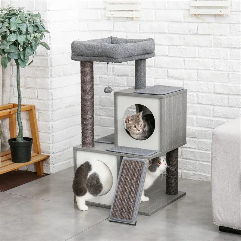 Meowtopia Cat Condo Tree in Grey Product Show