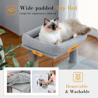 Thumbnail for Meowtopia Cat Condo Tree product features padded bed, removable and washable
