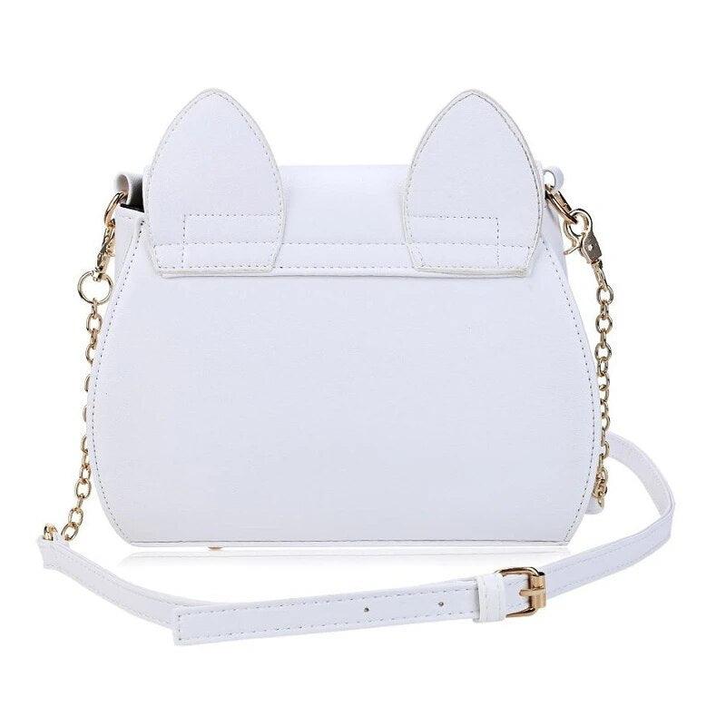 Luna Crescent Hand Bag in White, back view