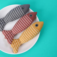 Thumbnail for Linen Catch Fish Toy in variants red, yellow, and grey