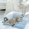 Purr Plaid Cat Toy Tunnel Hideaway in blue