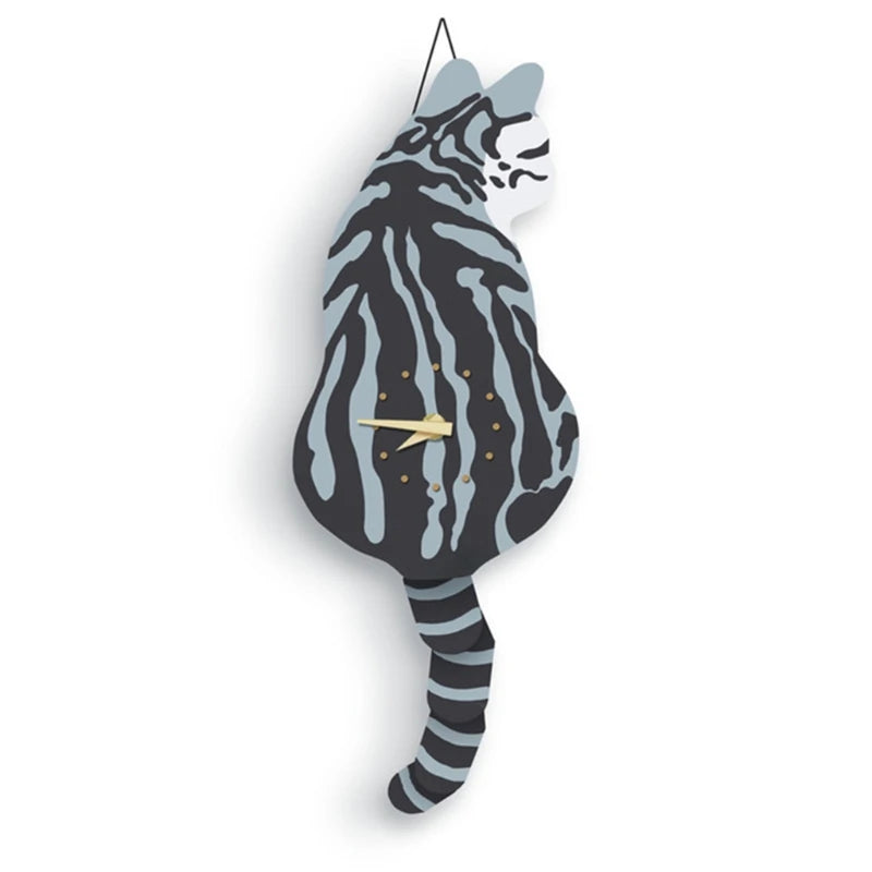 Playful Purring Wall Cat Clock