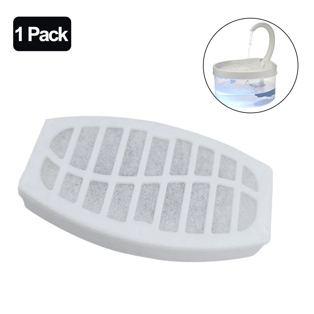 KittyNook Cat Co. Activated Carbon Filter for Swan Neck Cat Fountain; mesh design shown in use in fountain inset.