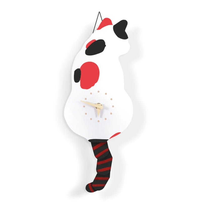 Playful Purring Wall Cat Clock