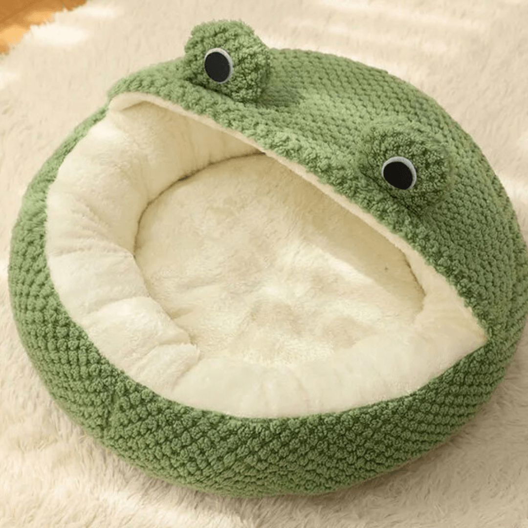 Hoppin Haven Cool Cat Bed in half cave variant