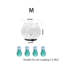 Thumbnail for KittyNook Cat Co. Calm Cat Transparent Protective Visor, size M (3-5.5kg), 4 blue-green caps—perfect for stress-free care.