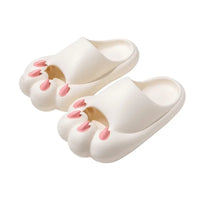 Thumbnail for KittyNook Cat Co.'s Comfy Outdoor Cat Slippers feature white paw design and pink claws for cozy comfort.