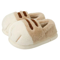 Thumbnail for KittyNook Cat Co. Adorable Kitty Claw Slippers: plush, warm slippers with brown stripes and white toes.