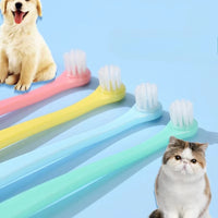 Thumbnail for Four colorful toothbrushes and a puppy with a cat near the KittyNook Cat Co. Kitty Clean Micro Head Dental Brush.