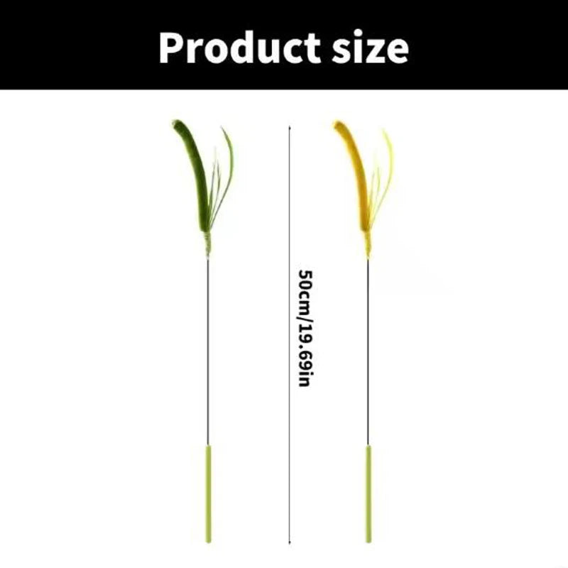 KittyNook Cat Co.'s Feather Wand: Fun & Fitness Combined, two 50cm toys on sticks, side by side on white background.