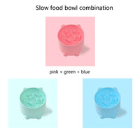 Thumbnail for Three KittyNook Elevated Anti-Choke Slow Feeder Bowls in pink, green, and blue are arranged on matching backgrounds.