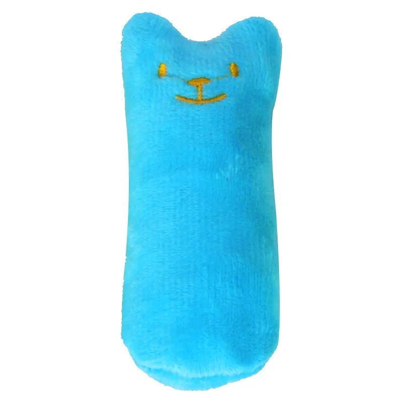 The KittyNook Cat Co. Safe Catnip Chew Toy is a blue plush cylinder for cat boredom relief and cozy cuddles.