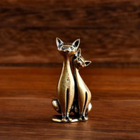 Thumbnail for The Intertwined Loving Cats Brass Sculpture by KittyNook Cat Co. adds romantic charm to any surface.