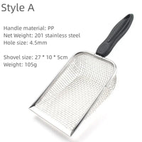 Thumbnail for KittyNook Cat Co. Premium Metal Cat Litter Scoop with Long Handle shown with labeled dimensions and materials.