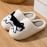 Thumbnail for CozyPaws Cute Cat House Slippers by KittyNook Cat Co. feature a fluffy design and anti-slip soles on a sunny wood floor.