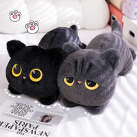 Thumbnail for KittyNook Cat Co.’s Plush Cat Pillow: Whimsical Home Cozy—two yellow-eyed plushies, a perfect cat lover’s gift on any bed.