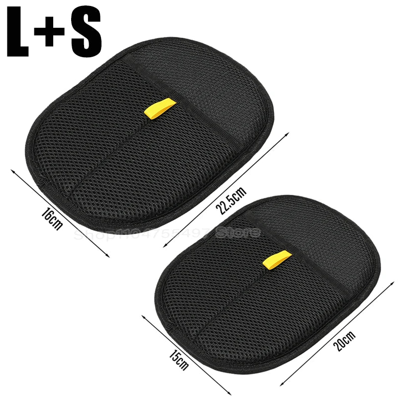 KittyNook Cat Co. Pet Hair Removal Mitts: 2 black mesh pads (22.5x16cm & 20x15cm), each with a yellow tab.