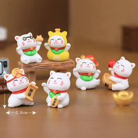 Thumbnail for Six KittyNook Cat Co. Chinese Cartoon Fortune Cat Ornaments, ideal as meaningful gifts.