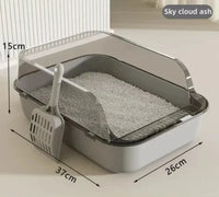 Thumbnail for The Mess-Free Cat Litter Tray by KittyNook Cat Co. (37x26x15cm) includes a scoop and litter for easy, tidy use.