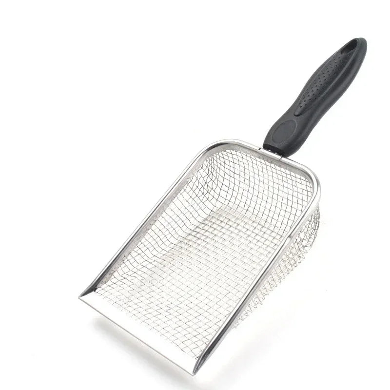 The KittyNook Cat Co. Premium Metal Cat Litter Scoop with Long Handle is perfect for sifting or straining.