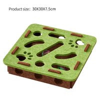 Thumbnail for KittyNook Cat Co. Interactive Felt Cat Maze Puzzle Box, green, 30x30x7.5cm, fun enrichment toy for cats inside.