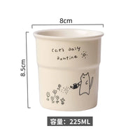 Thumbnail for KittyNook Cat Co. Cute Illustrated Ceramic Cat Mug, 225ml, 8x8.5cm—cat watering flowers, 